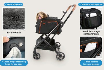 Ibiyaya JetPaw 3-in-One Pet Stroller with Removable Airline-Approved Carrier Up to 7kg