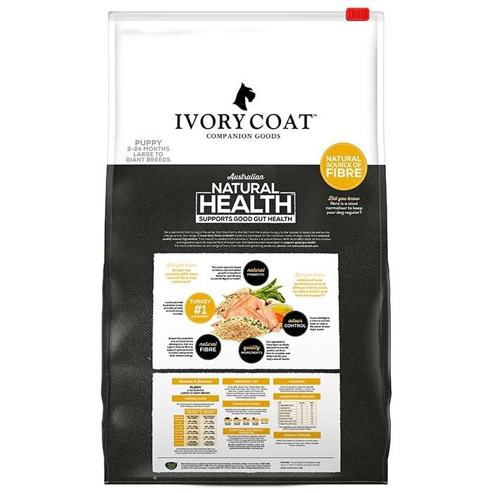Ivory Coat Healthy Gut Large Breed Pupppy Turkey & Brown Rice Dog Food - Muddy Paw Shop