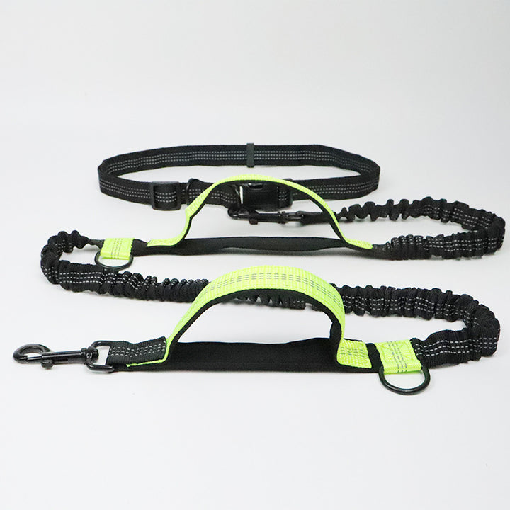 Dog Running Leash with Bungee Waist Belt, Retractable, Dual handle