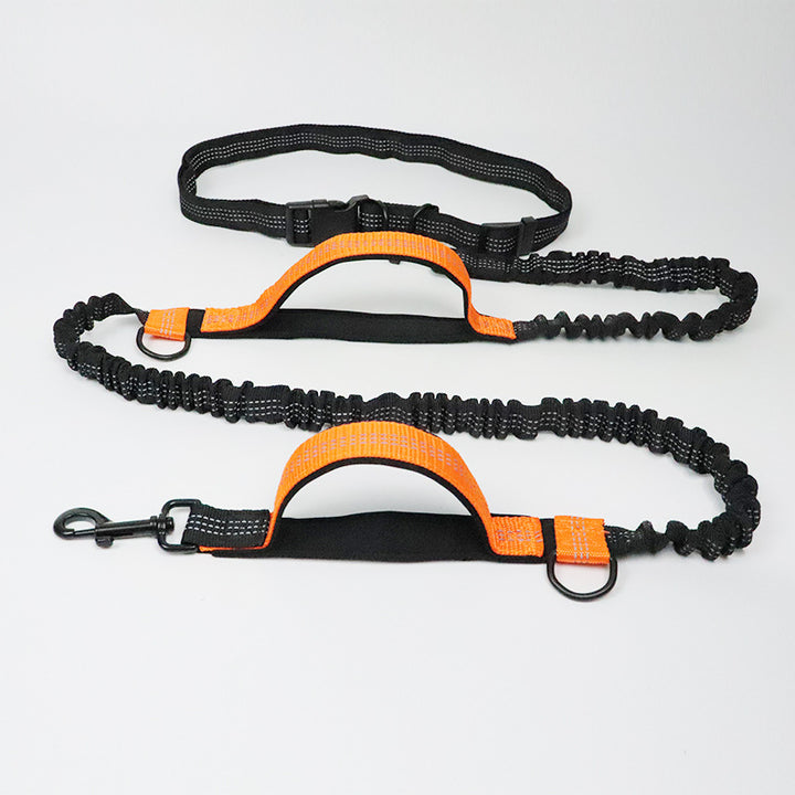 Dog Running Leash with Bungee Waist Belt, Retractable, Dual handle