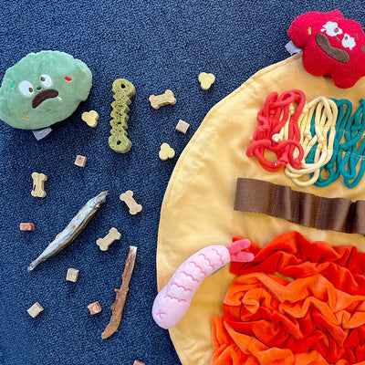 Boredom Buster Pet Mandu Dumpling Snuffle Mat Set with 3 Interactive Toys for Dogs