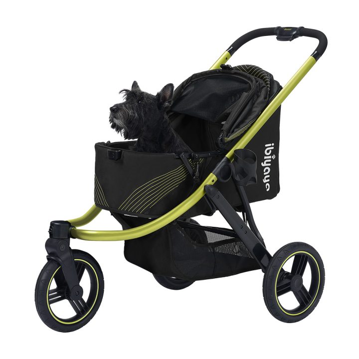 Ibiyaya The Beast 3-Wheel All-Terrain Pet Jogging Stroller Up To 25Kg - Jet Black