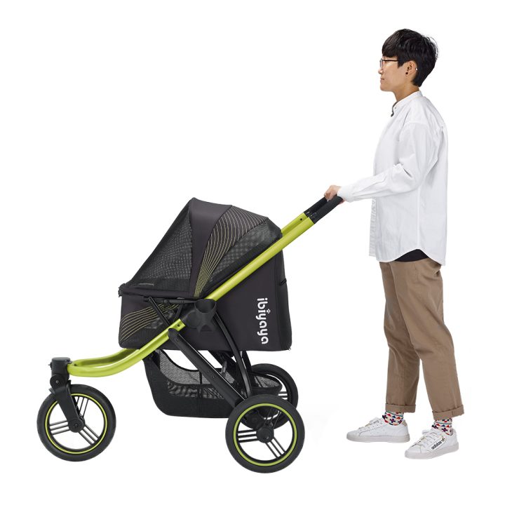 Ibiyaya The Beast 3-Wheel All-Terrain Pet Jogging Stroller Up To 25Kg - Jet Black