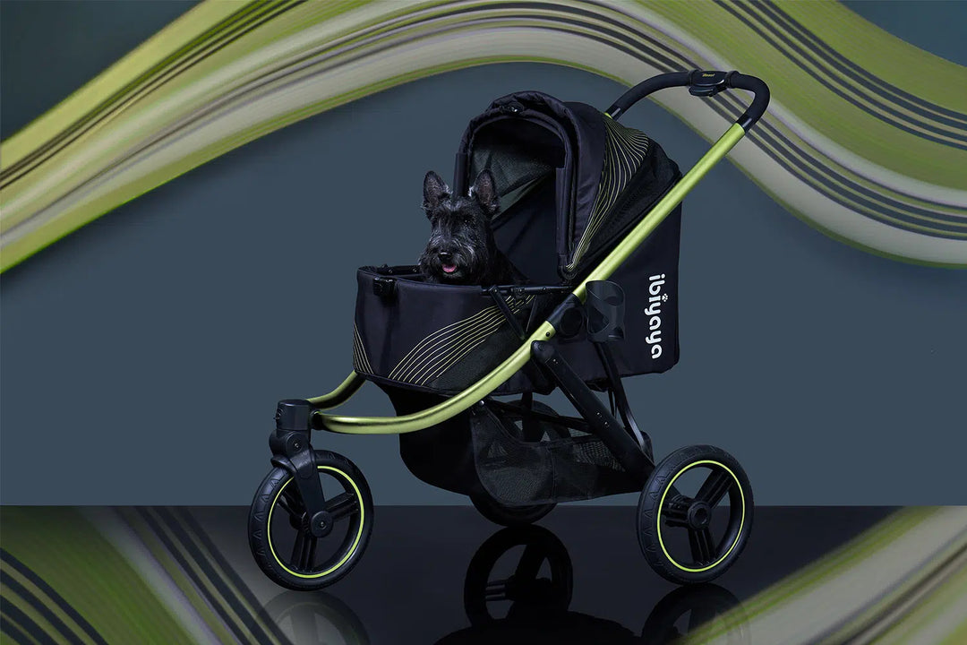 Ibiyaya The Beast 3-Wheel All-Terrain Pet Jogging Stroller Up To 25Kg - Jet Black