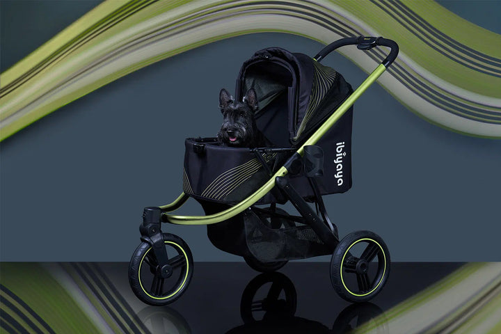 Ibiyaya The Beast 3-Wheel All-Terrain Pet Jogging Stroller Up To 25Kg - Jet Black