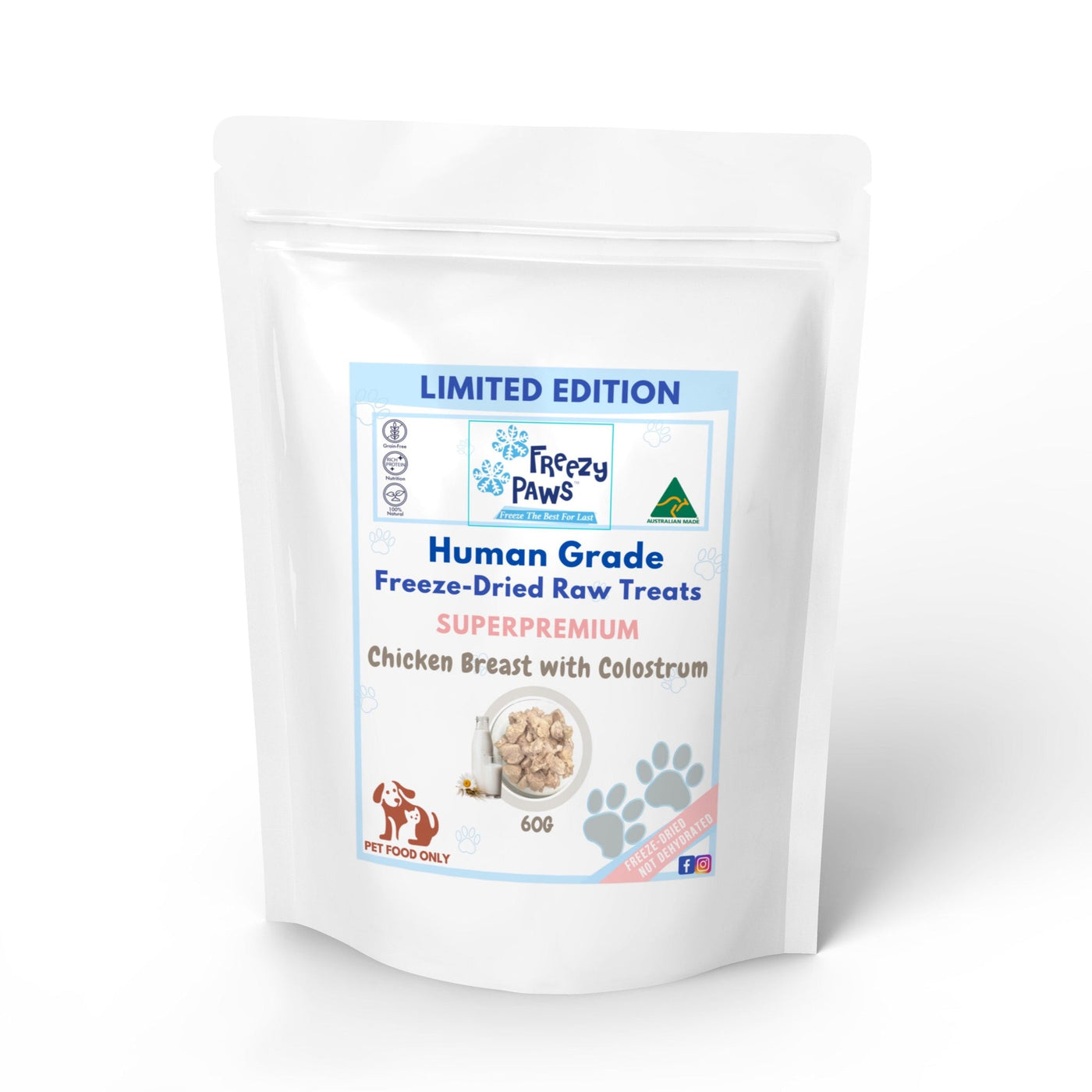 Freezy Paws Functional Training Treats Freeze-Dried Chicken Breast with Colostrum for Kitten and Puppy  60g
