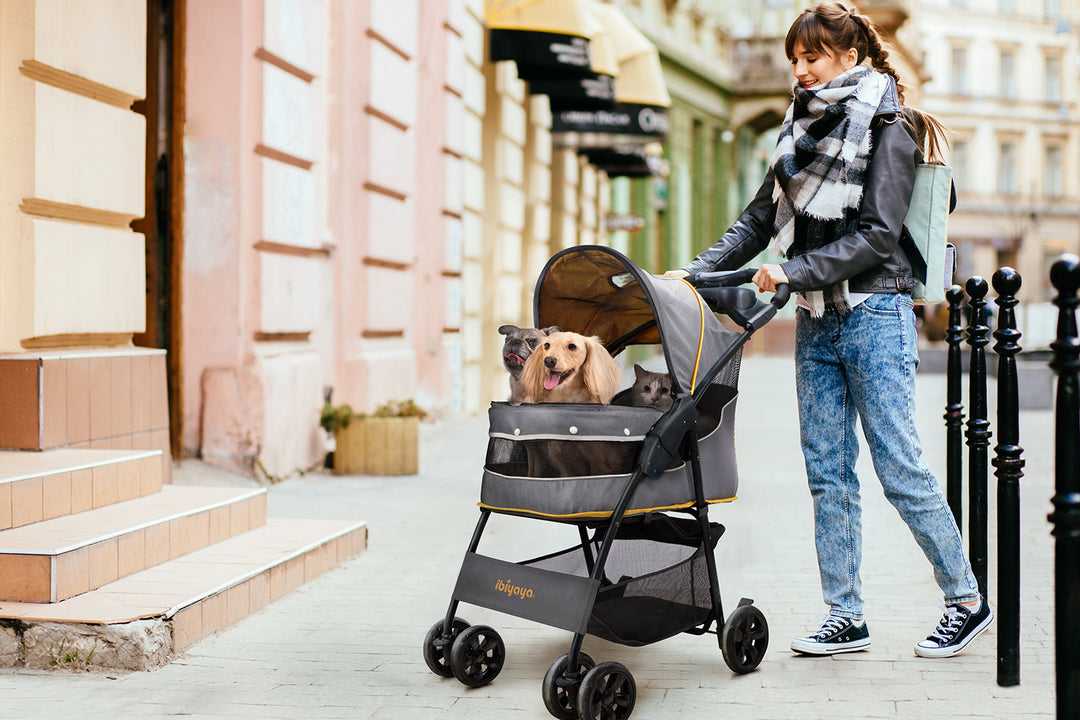 Ibiyaya Cloud 9 Pet Stroller for Cats & Dogs up to 20kg-- Mustard Yellow