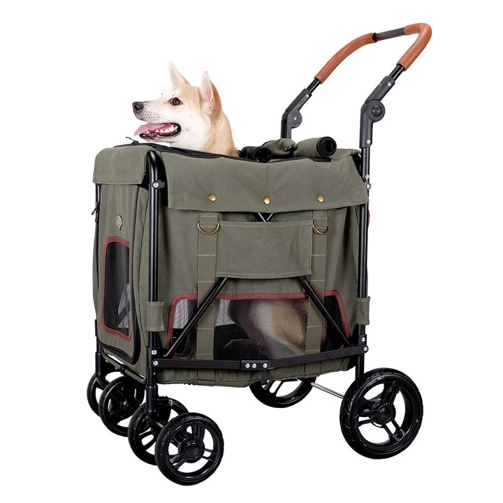 Ibiyaya Gentle Giant Pet Wagon Dual Entry Easy-Folding--Army Grenn Up To 25Kg