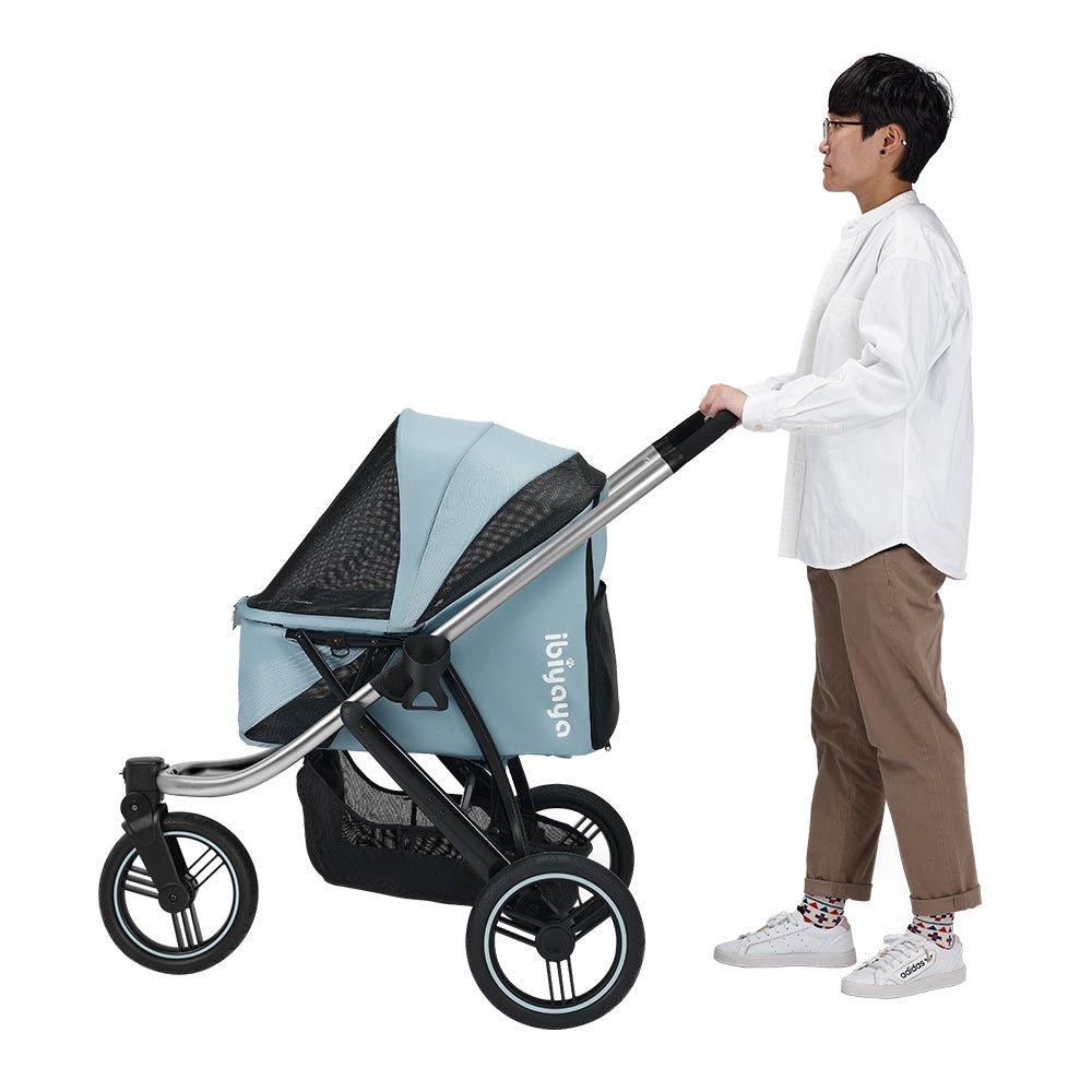 Ibiyaya The Beast 3-Wheel All-Terrain Pet Jogging Stroller Up To 25Kg - Flash Grey