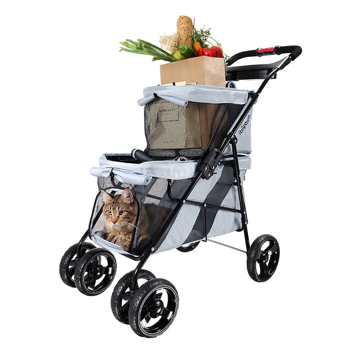 Ibiyaya Double Decker Pet Bus For Multiple Pets - Silver Gray