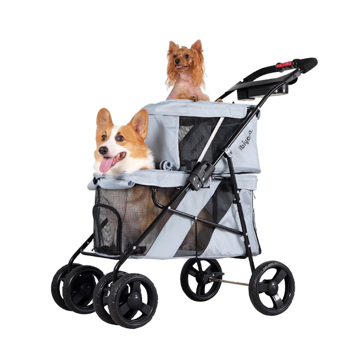 Ibiyaya Double Decker Pet Bus For Multiple Pets - Silver Gray