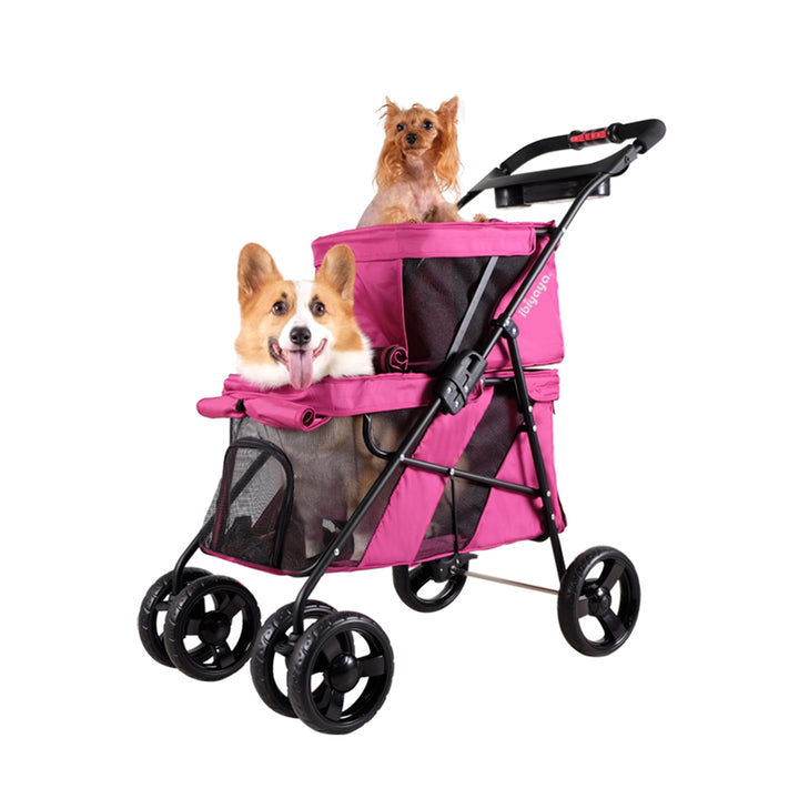 Ibiyaya Double Decker Pet Bus For Multiple Pets - Red Violet