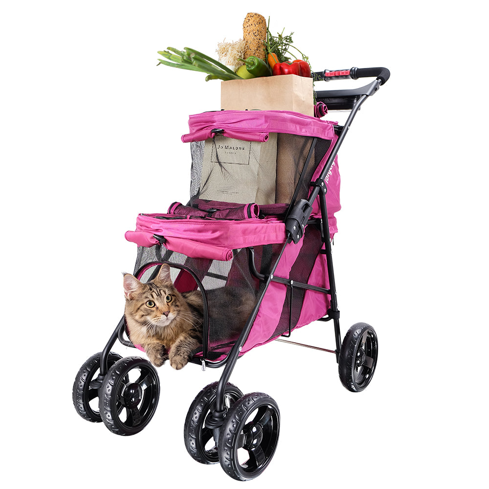 Ibiyaya Double Decker Pet Bus For Multiple Pets - Red Violet