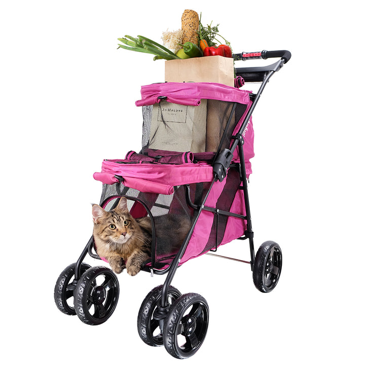 Ibiyaya Double Decker Pet Bus For Multiple Pets - Red Violet