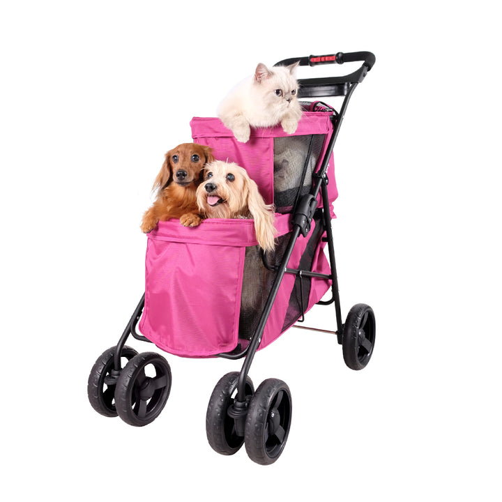Ibiyaya Double Decker Pet Bus For Multiple Pets - Red Violet