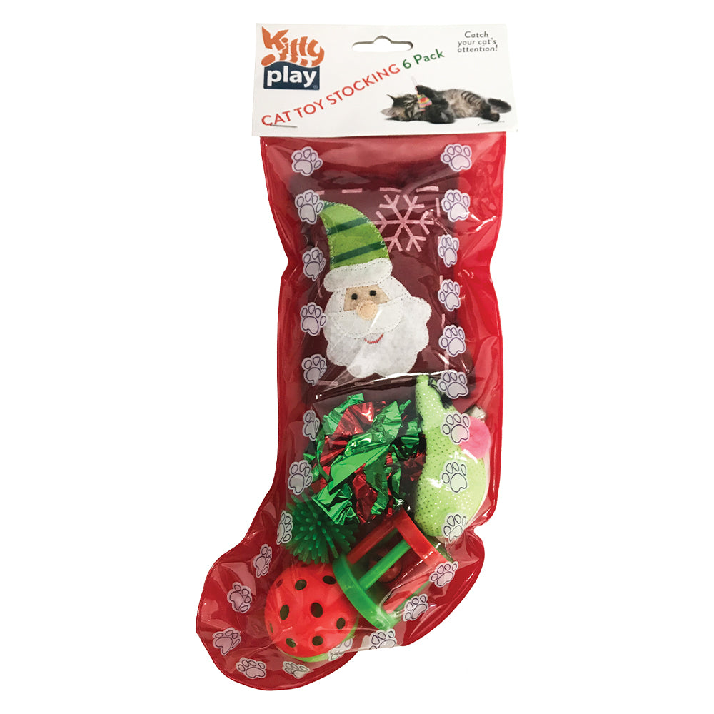 Kitty Play Christmas Cat Toy Stocking 6 piece
