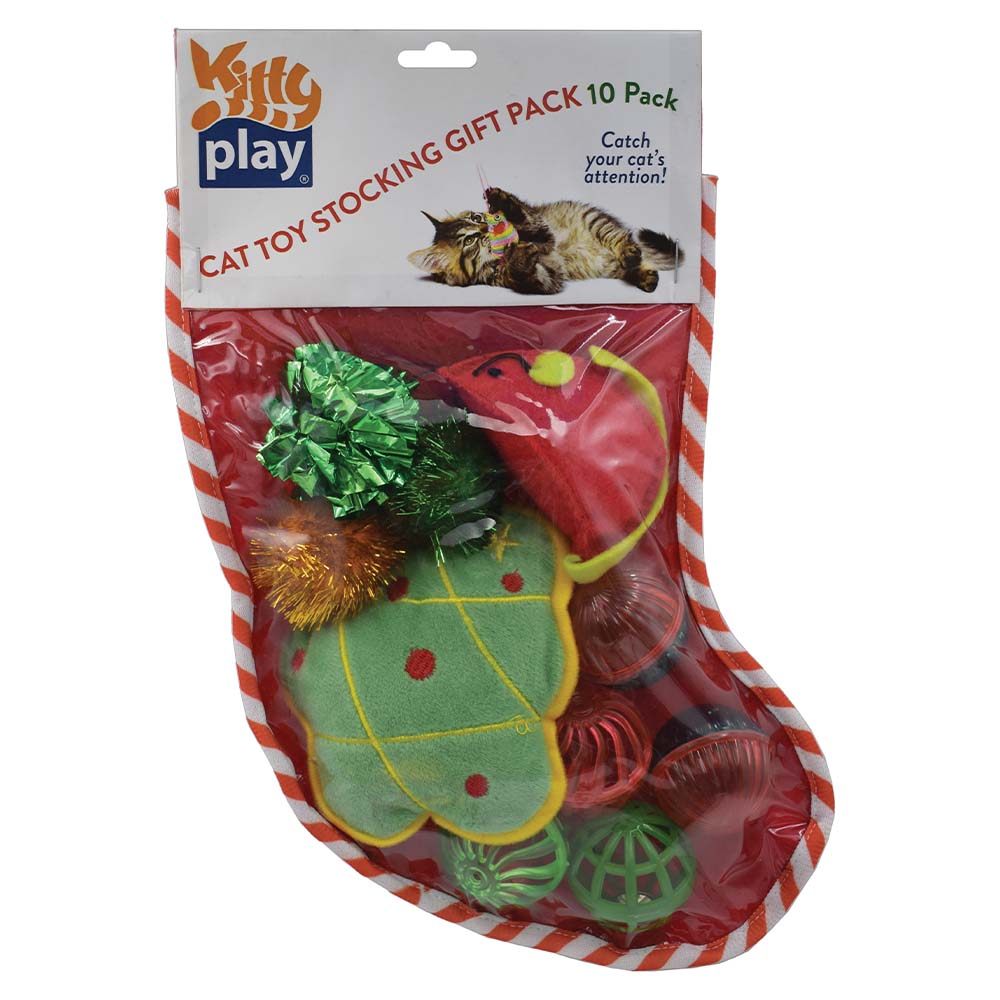 Kitty Play Christmas Cat Toy Stocking 10 piece