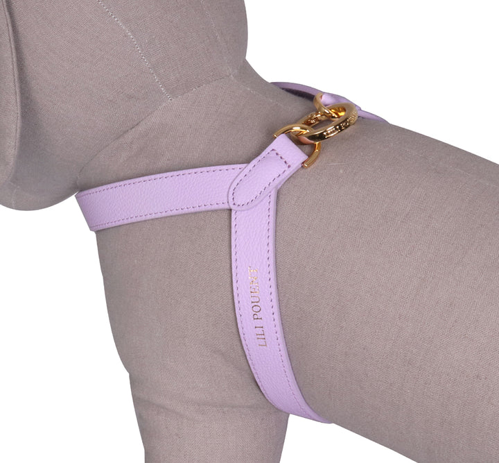 Lili Pouent Korea Lavender Reversible Leather VV Harenss For Pets