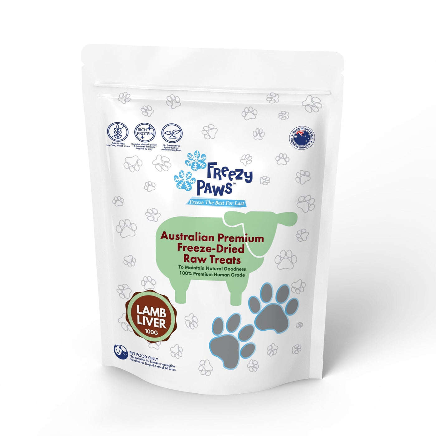 Freezy Paws Freeze Dried Lamb Heart Dog And Cat Treats 100g