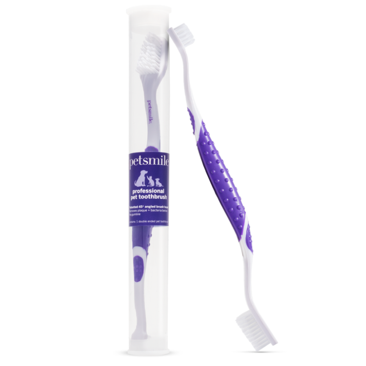 Petsmile Professional Pet Toothbrush - Patented 45° Dual-Ended Brush Head