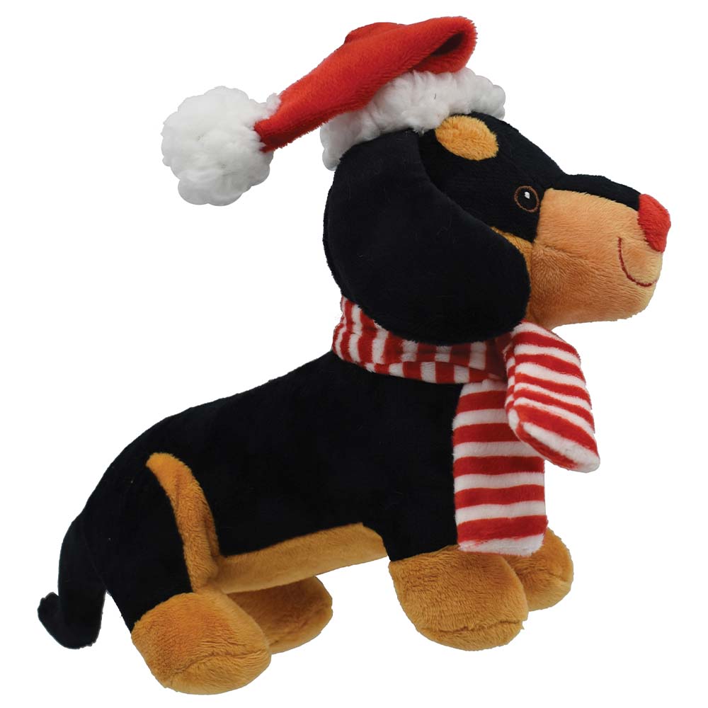 Snuggle Buddies Christmas Dog Dachshund with Hat 22.5cm