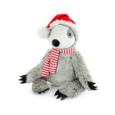 Snuggle Buddies Christmas Dog Sloth with Hat 21cm x 13cm