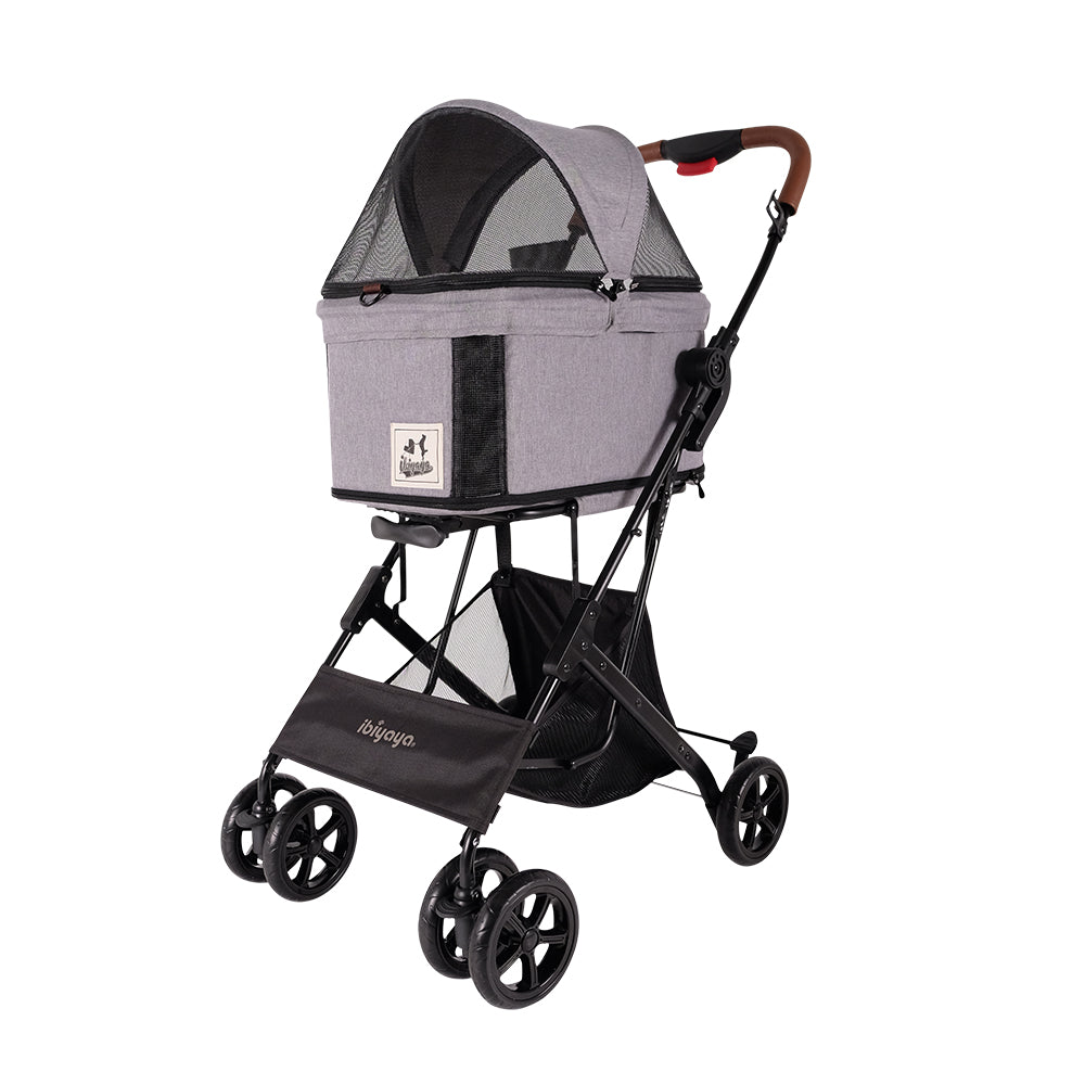 Ibiyaya Travois Tri-fold Cat & Dog Stroller Up To 15KG -- Nimbus Gray