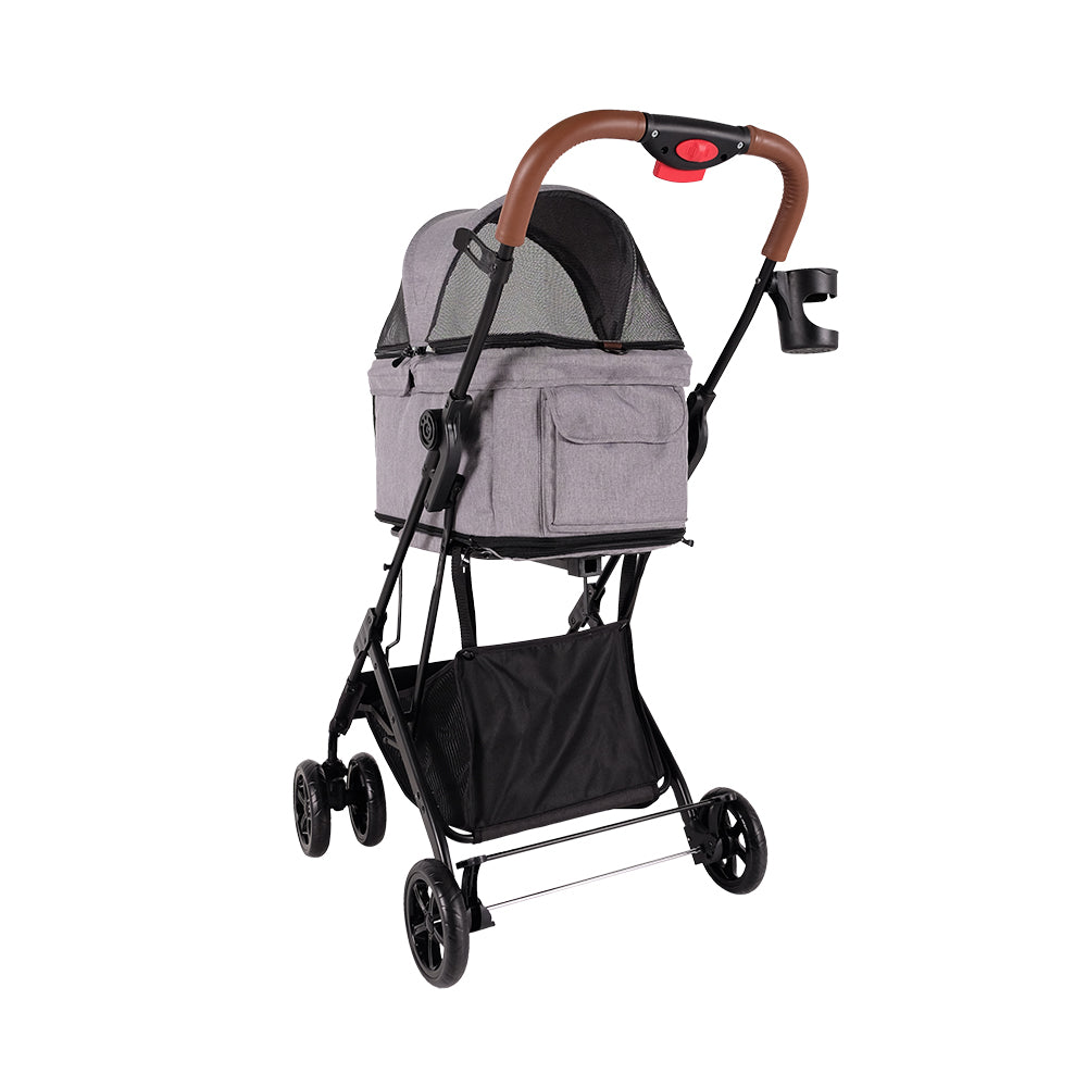 Ibiyaya Travois Tri-fold Cat & Dog Stroller Up To 15KG -- Nimbus Gray