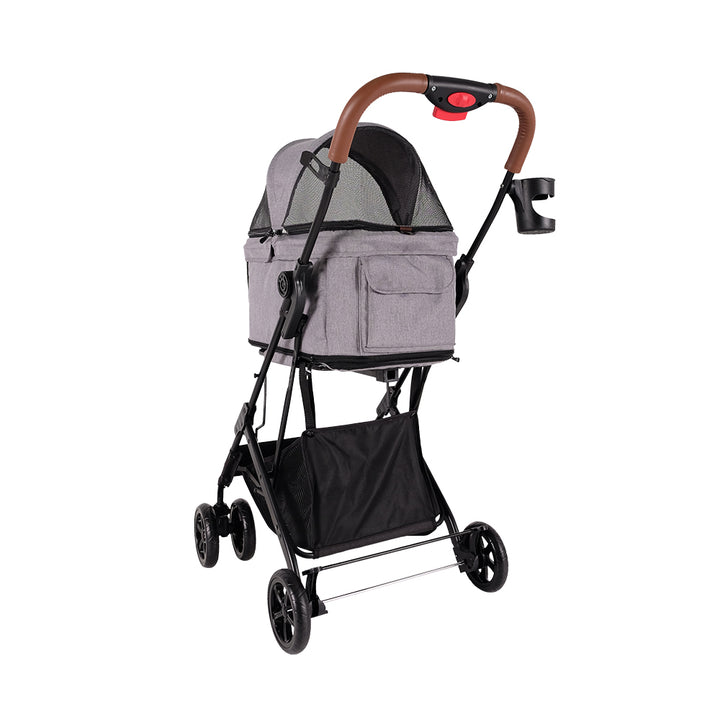 Ibiyaya Travois Tri-fold Cat & Dog Stroller Up To 15KG -- Nimbus Gray
