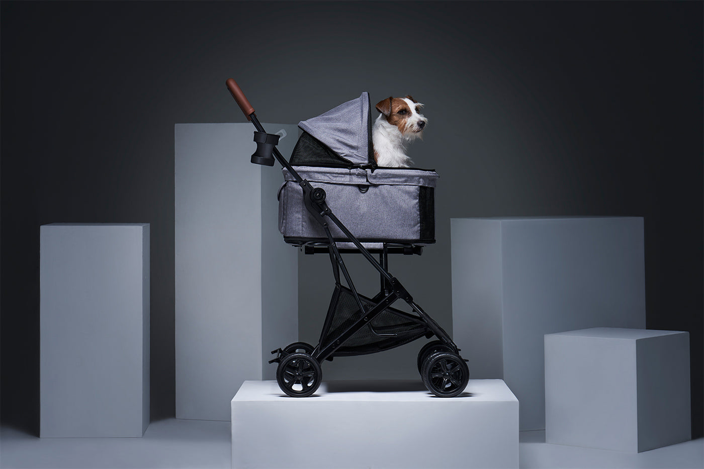 Ibiyaya Travois Tri-fold Cat & Dog Stroller Up To 15KG -- Nimbus Gray