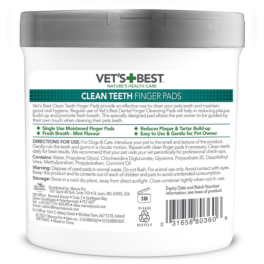 Vet's Best Clean Teeth Finger Pads 50Pk