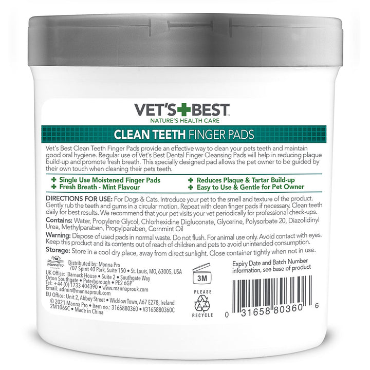 Vet's Best Clean Teeth Finger Pads 50Pk