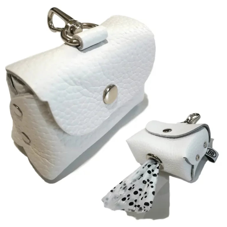 Buddy Belts (BB) All Leather Poopurse – Luxury – Whitecap