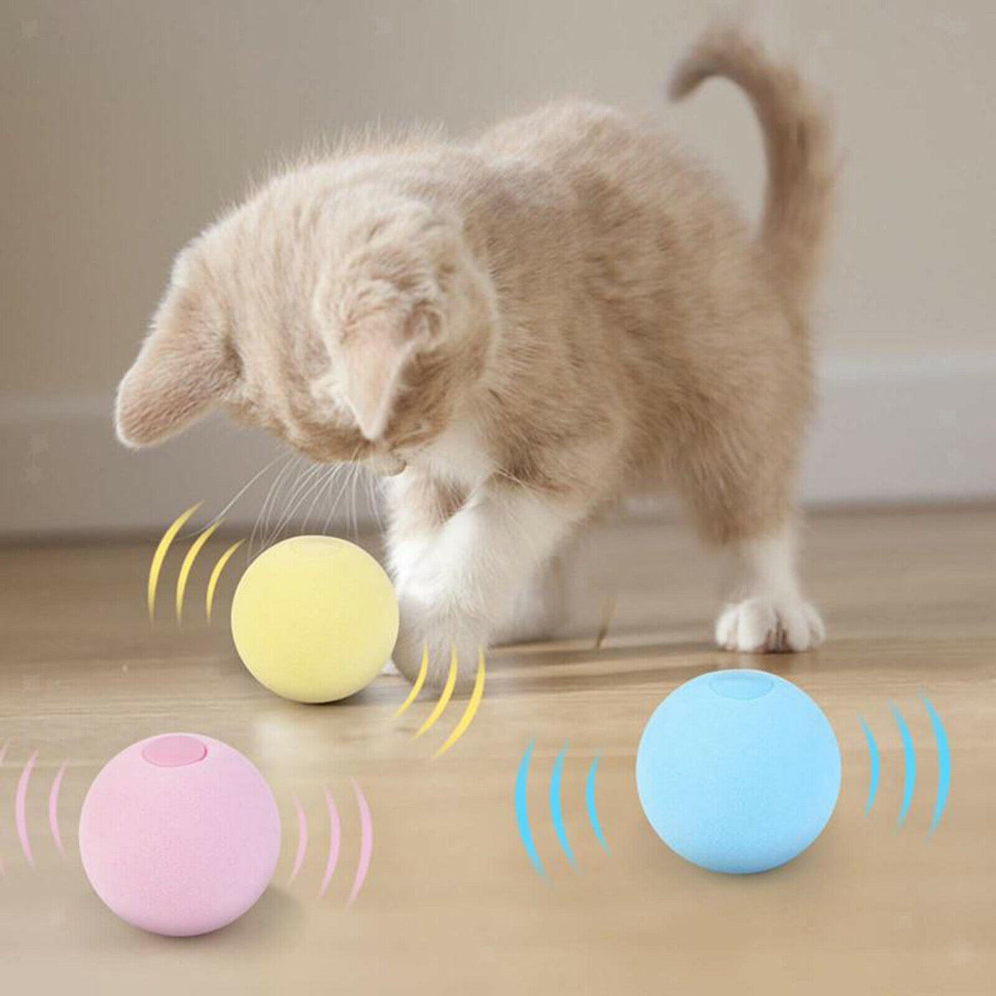 Interactive Cat Toy Chirping Ball with Catnip box of 3Pcs