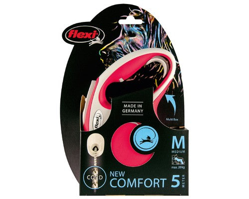 Flexi Comfort Retractable Cord Dog Leash 5m-- Red