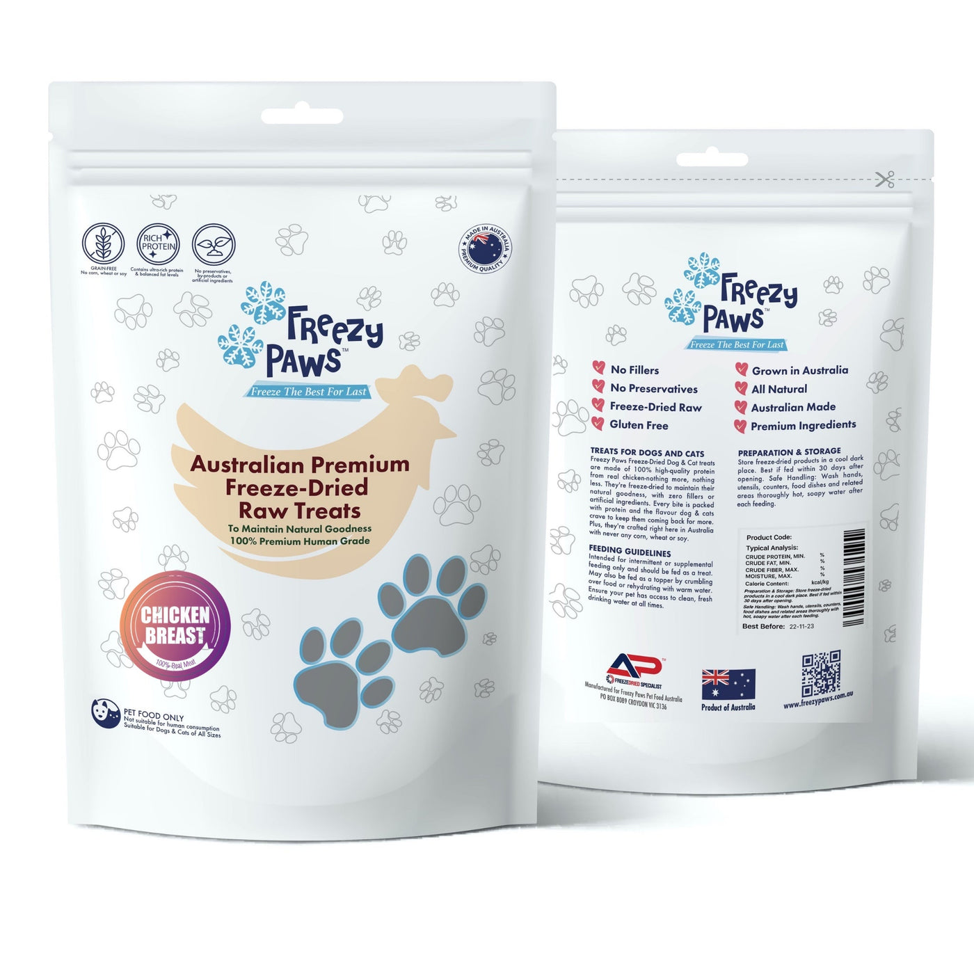 Freezy Paws Freeze Dried Chicken Breast Dog And Cat Treats 100g