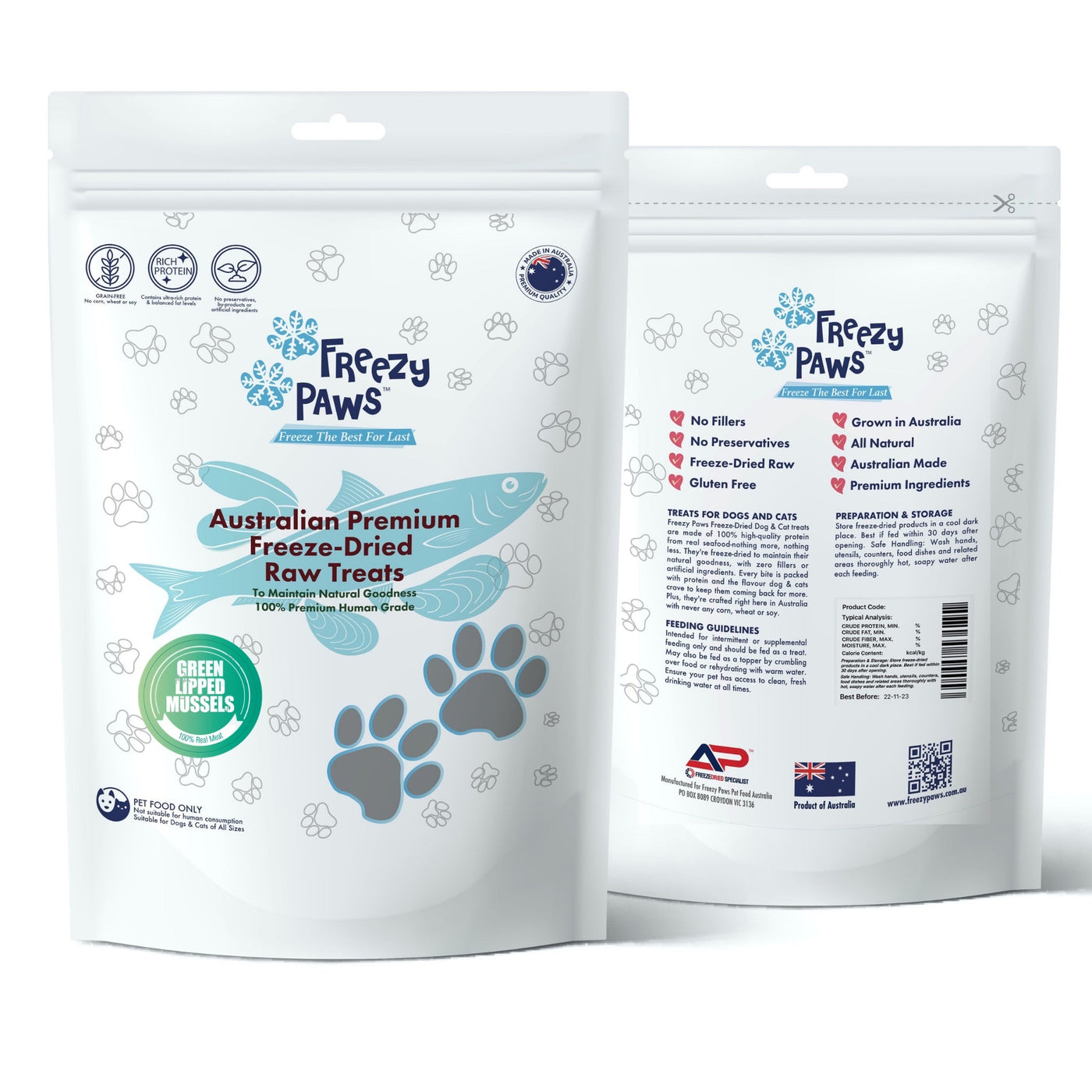 Freezy Paws Freeze Dried New Zealand Green Lipped Mussels Dog And Cat Treats 50g