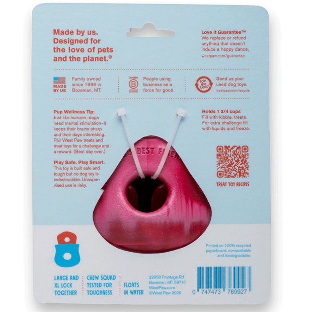 West Paw Toppl Treat Dispensing Dog Toy --  Candy Cane